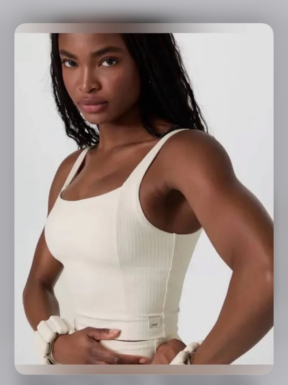 Vuori Inversion Marshmallow Ribbed Crop Tank